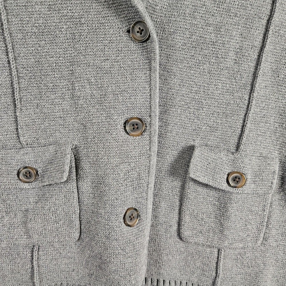 Lands End‎ Cardigan Blazer Ribbed Cotton Gray Petite M/P 10-12 - Picture 13 of 13